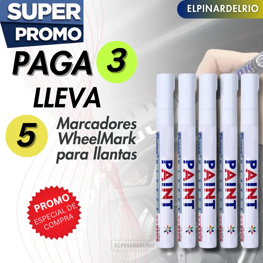 Marcadores WheelMark para llantas PAGA 3 LLEVA 5